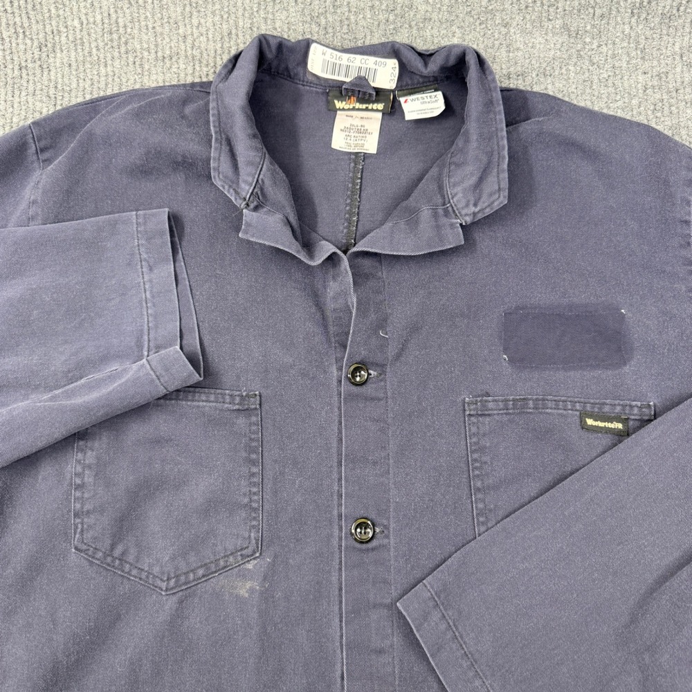 Workrite Mens Lab Coat 2XL Navy Blue FR Flame Resistant Arc Rated Workwear